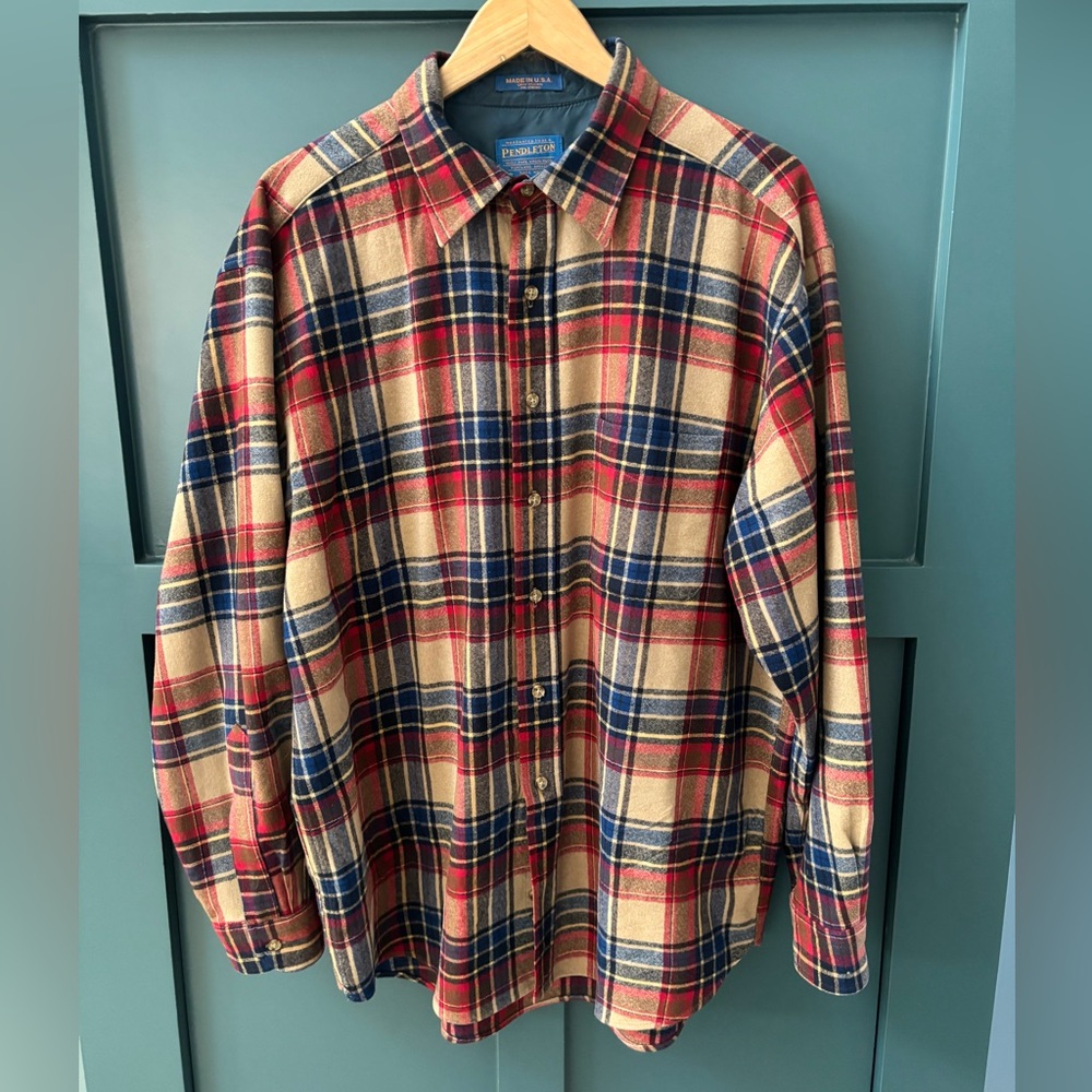 Pendleton Wool Plaid Lodge Shirt Size XL